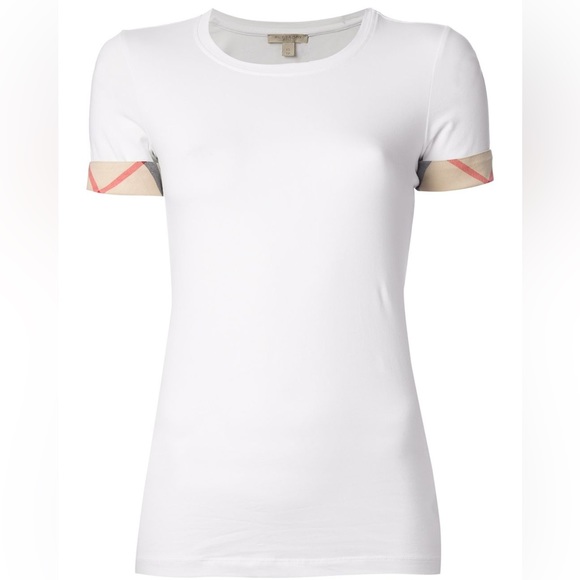 Burberry Tops - Burberry Women’s White Check Sleeve TShirt